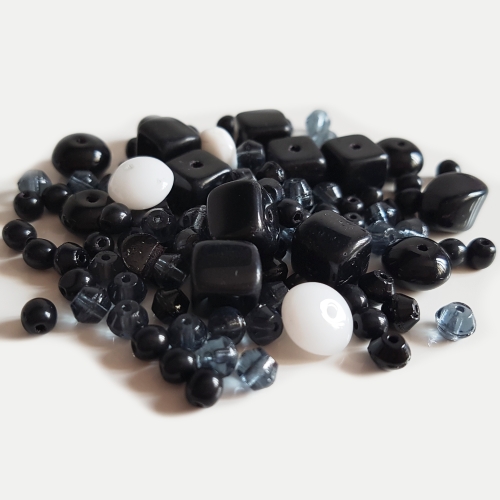 Skleněný mačkaný mix, 4-20mm, černá, 50g