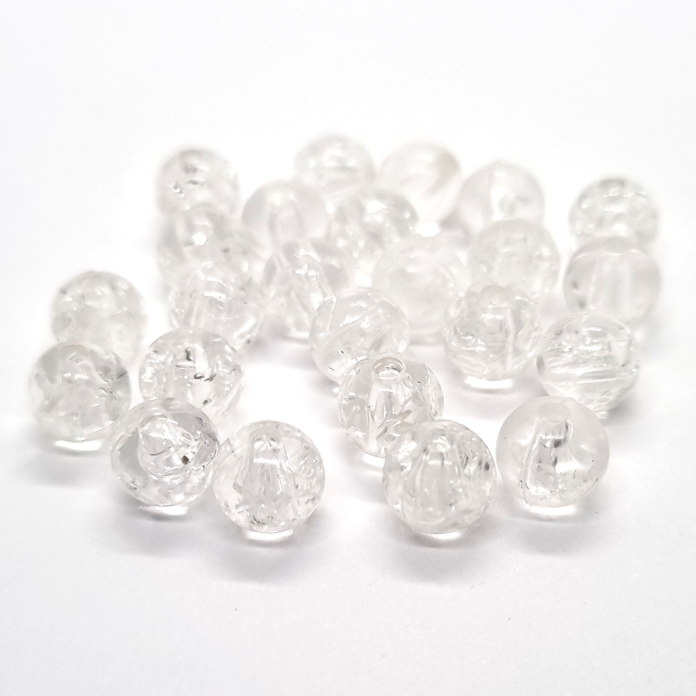 Korálky krakl, 8mm, transparent, 10ks