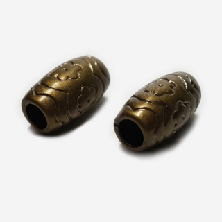 Plastový korálek, 19x10mm, staromosaz, 1ks