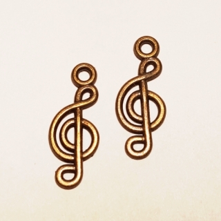 Přívěsek 7x20mm, houslový klíč, 2ks