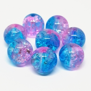 Praskané korálky, 10 mm, růžovomodrá, 4ks