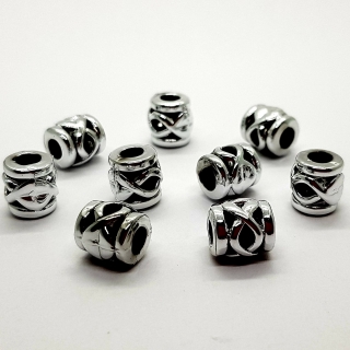 Korálek METALIC, 10x10mm, stříbrná, 2ks