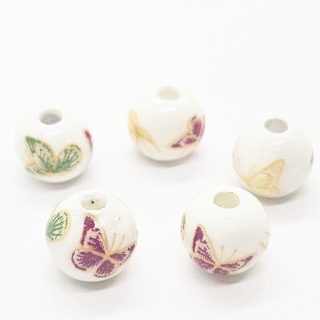 Korálek porcelánový, motýl, 10mm, 2ks