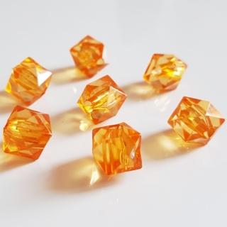 Broušená kostka, 12mm, oranžová, 10ks