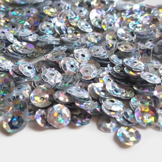 Flitry hologramové, 6mm, stříbrná, 10g