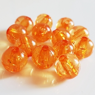 Korálky krakl, 10mm, oranžová, 10ks