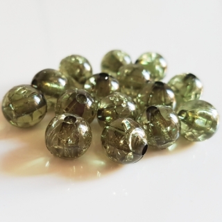 Korálky krakl, 10mm, zelená olivová, 10ks