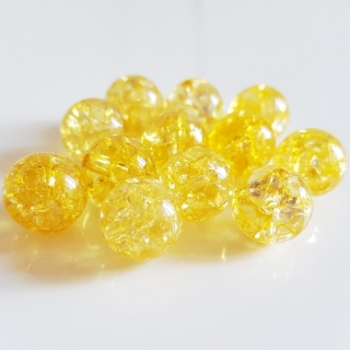 Korálky krakl, 12mm, žlutá, 10ks
