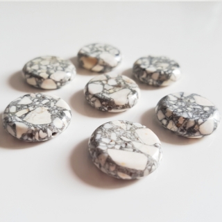 MARBLE placky, 20mm, bílá, 5ks