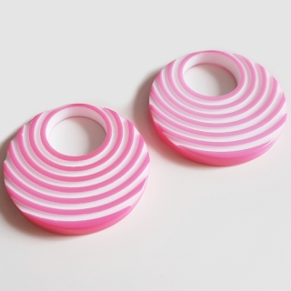 Plastový donut, 38mm, růžová, 1ks