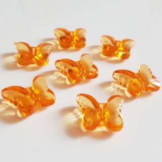 Plastový motýl, 15x18mm, oranžová, 10ks