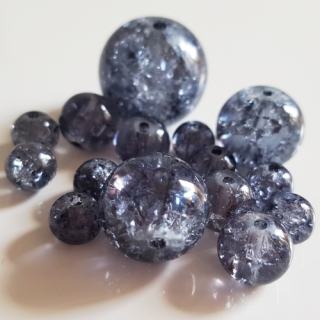 Praskané korálky, 6-18mm, černá, 50g