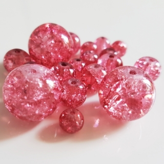 Praskané korálky, 6-18mm, červená tmavá, 50g