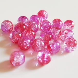 Praskané korálky, 6mm, růžovočervená, 20ks